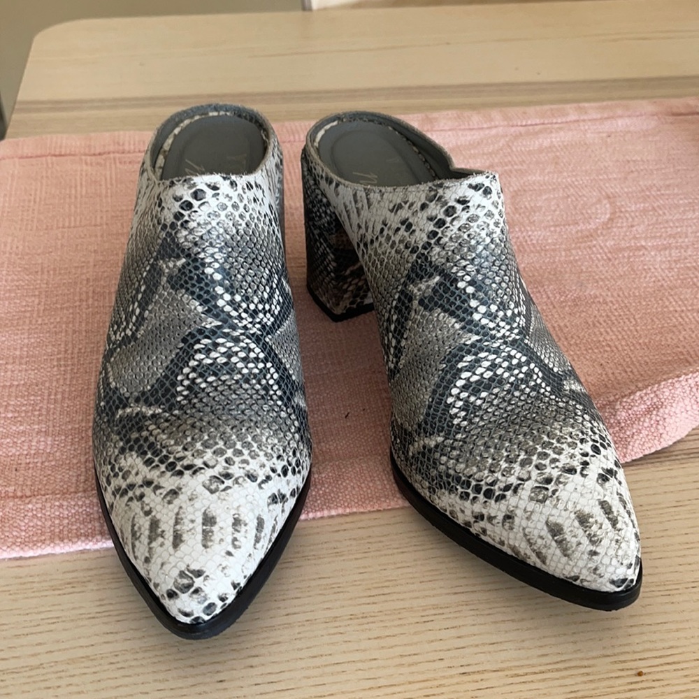 Amuse x Matisse snake skin mules